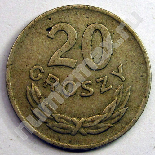 Монета: 20 groszy 1949 г. (реверс)