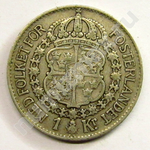 Монета: 1 крона 1929 г. (реверс)