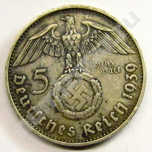 Монета: 5 рейхсмарок 1939 г. (реверс)