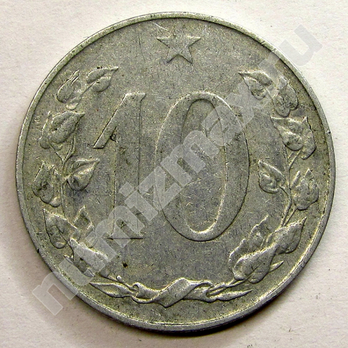Монета: 10 геллеров 1956 г. (реверс)