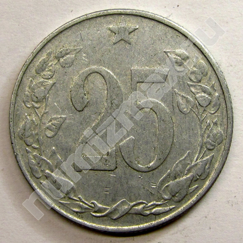 Монета: 25 геллеров 1953 г. (реверс)