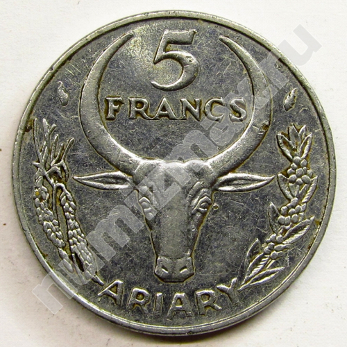 Монета: 5 francs 1982 г. (реверс)