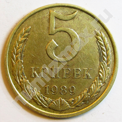 Монета: 5 коп. 1989 г. (реверс)