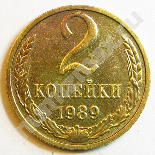 Монета: 2 коп. 1989 г. (реверс)
