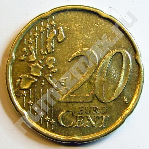 Монета: 20 евроцентов 2002 г. (реверс)