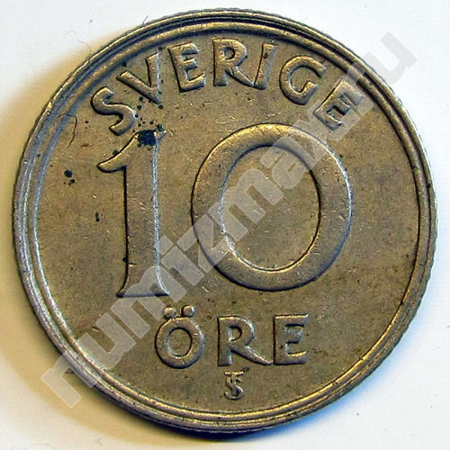 Монета: 10 эре 1946 г. (реверс)