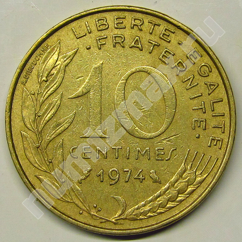 Монета: 10 сентимов 1974 г. (реверс)