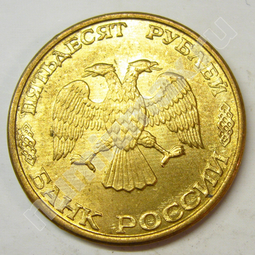 Монета: 50 руб. 1993 г. (аверс)