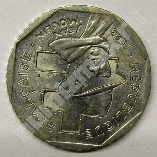 Монета: 2 francs 1993 г. (аверс)