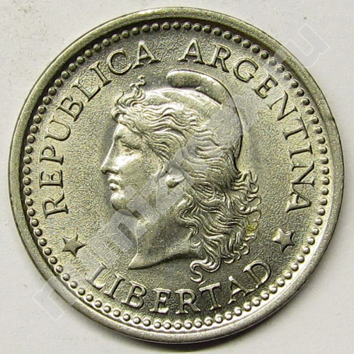 Монета: 1 peso 1957 г. (аверс)