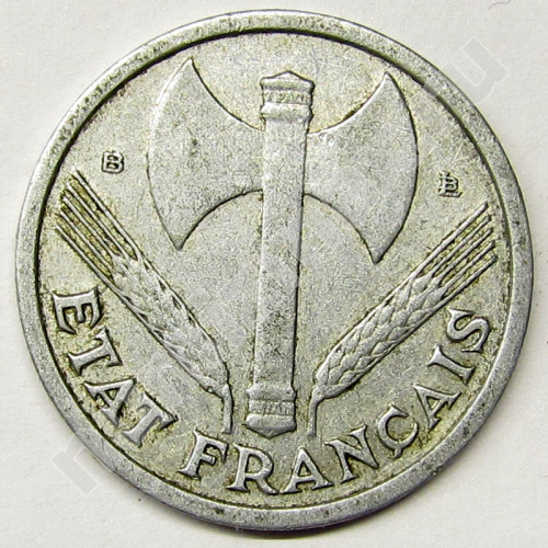 Монета: 1 franc 1944 г. (аверс)