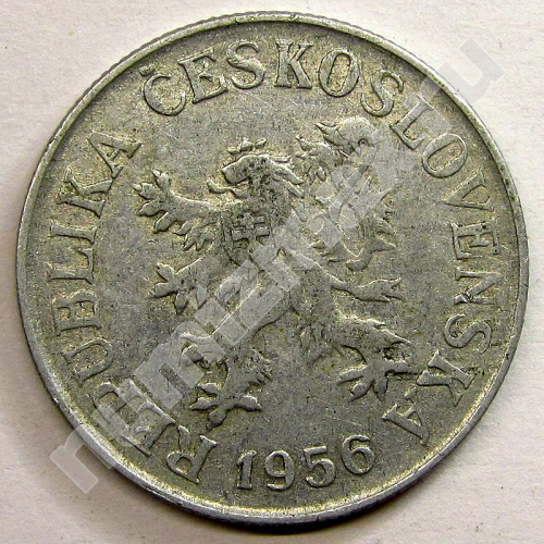 Монета: 10 геллеров 1956 г. (аверс)