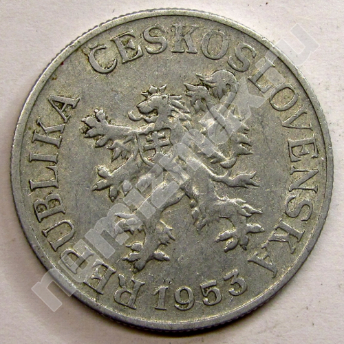 Монета: 25 геллеров 1953 г. (аверс)