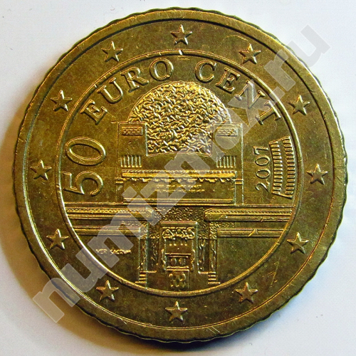 Монета: 50 евроцентов 2007 г. (аверс)