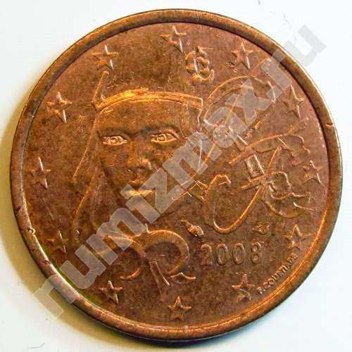 Монета: 5 евроцентов 2008 г. (аверс)