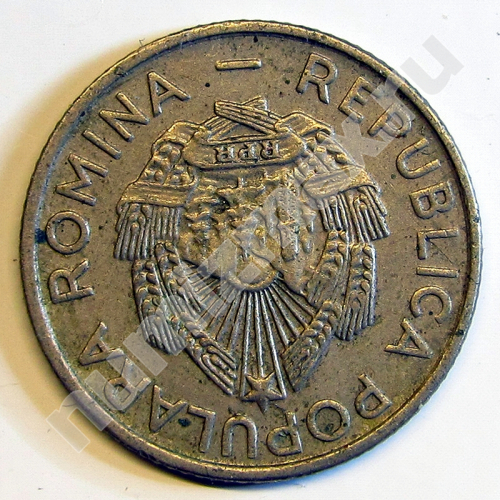 Монета: 10 бани 1955 г. (аверс)