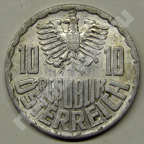 Монета: 10 грошей 1971 г. (аверс)