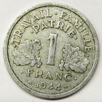 Монета: 1 franc 1944 г. (Франция)
