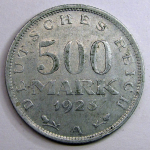 Монета: 500 mark 1923 г. (Германия)