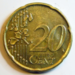 Монета: 20 евроцентов 2002 г.