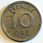 Монета: 10 эре 1946 г. (Швеция)