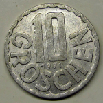 Монета: 10 грошей 1971 г. (Австрия)